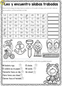 Fichas trabajar aprender leer silabas trabadas 03