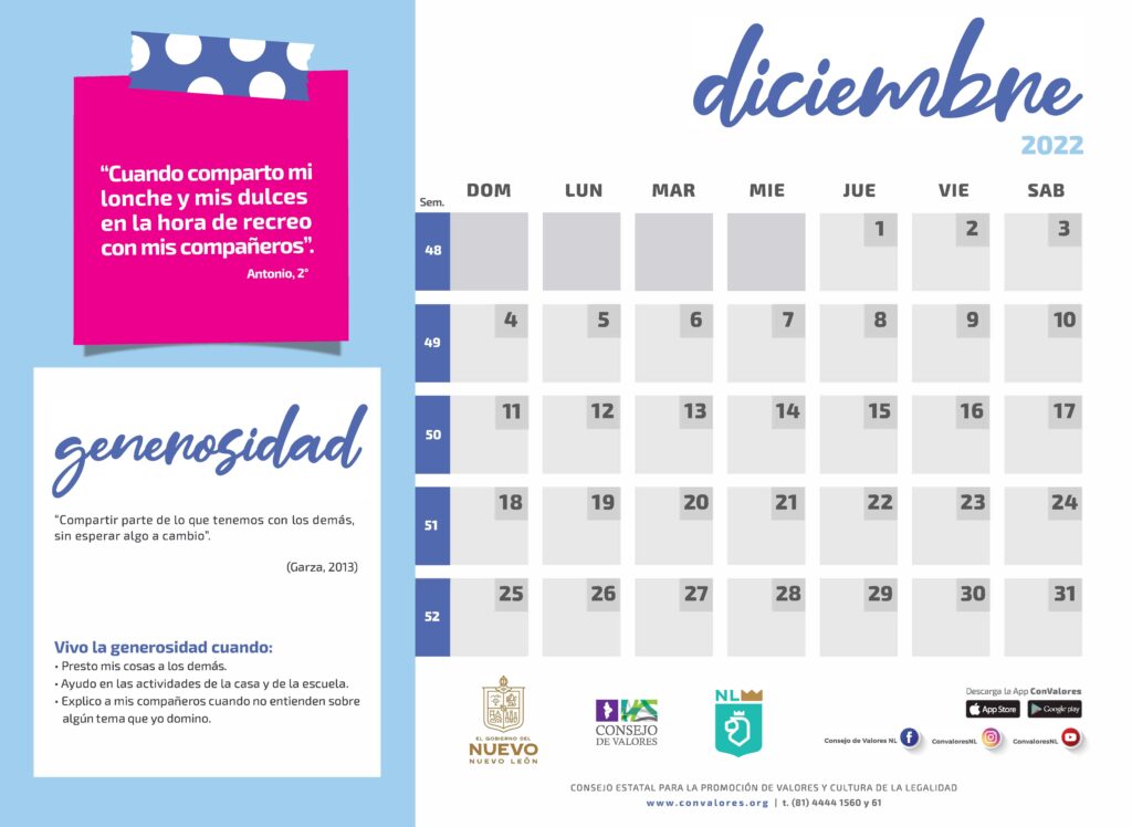 Calendario De Valores 2022 2023 Para Imprimir En Pdf Los Materiales Educativos 5434