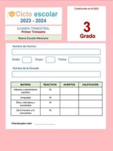 Examen primer trimestre tercer grado