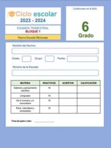 Examen trimestral 6 grado