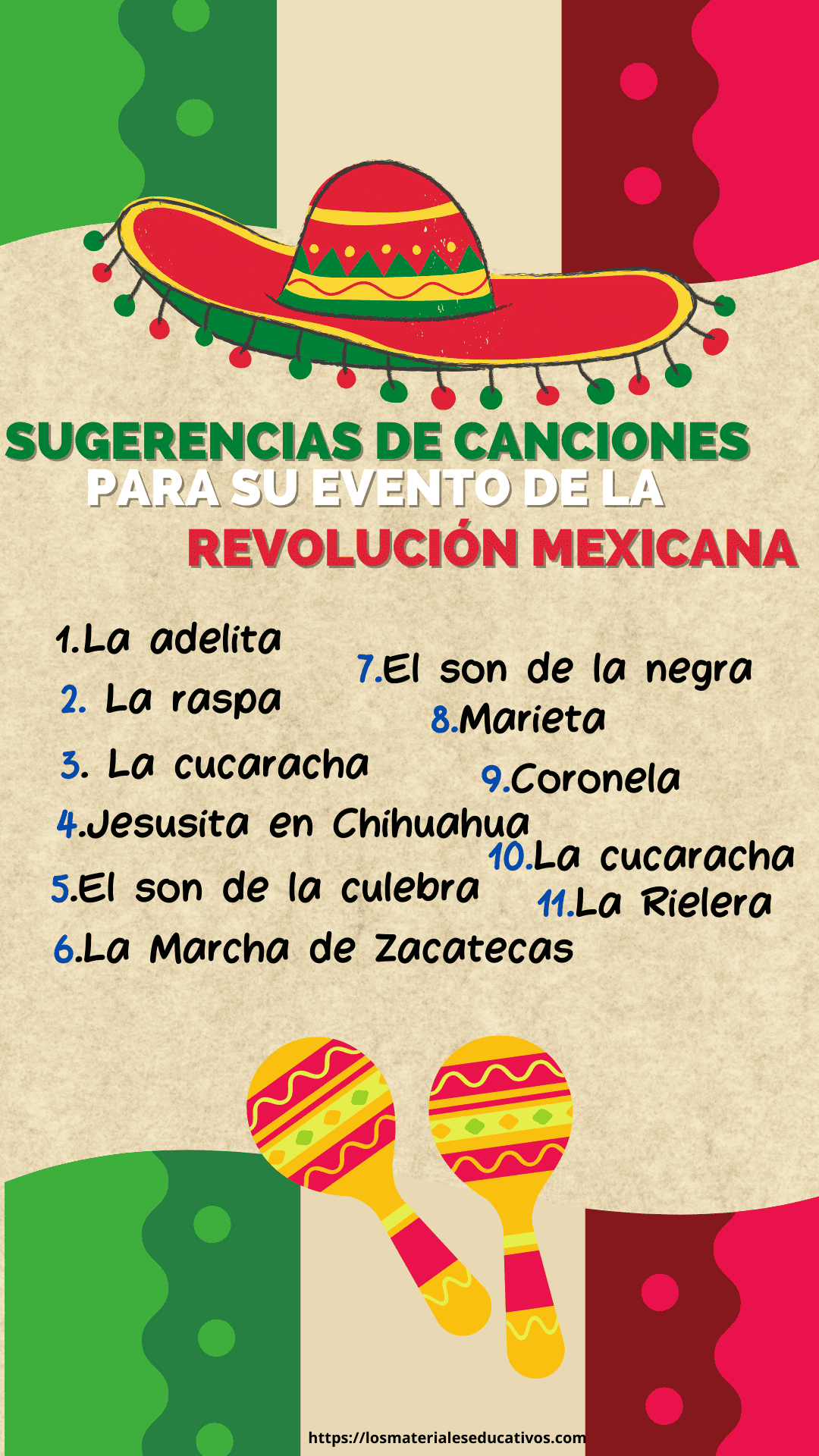 Actividades Revolución Mexicana 56 canciones revolución Mexicana