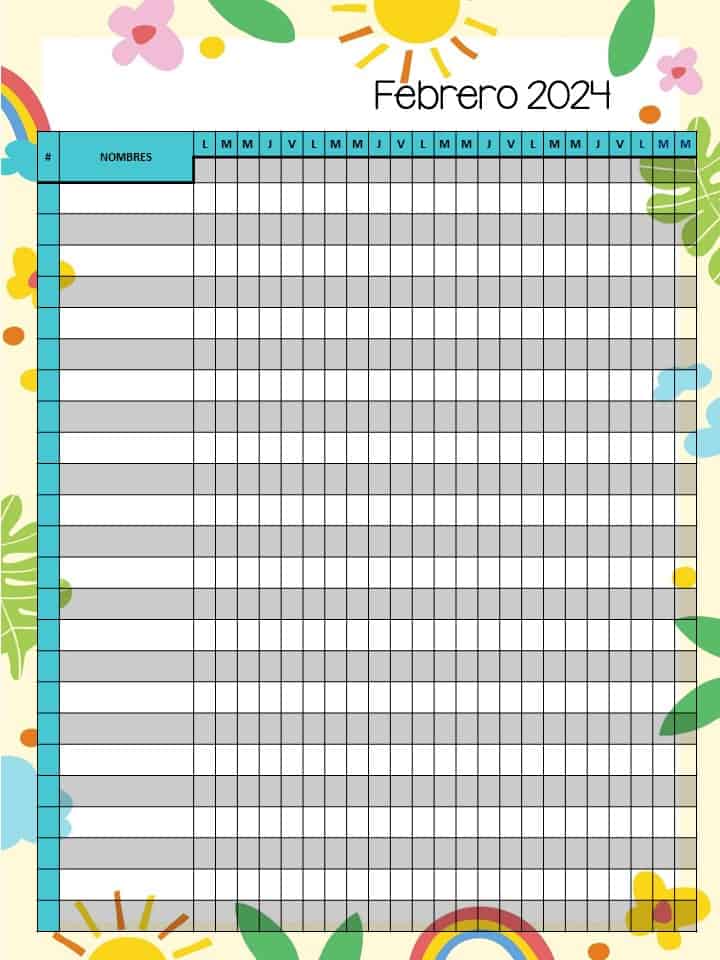 lista de asistencia febrero 2024