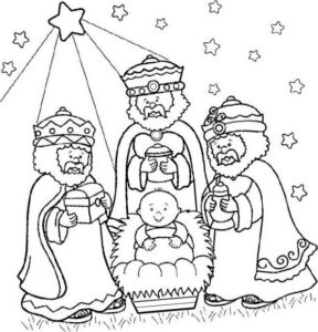 dibujo de navidad para colorear de los reyes magos