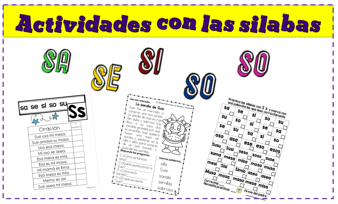 Actividades Con Las Silabas Sa Se Si So Su Los Materiales Educativos 