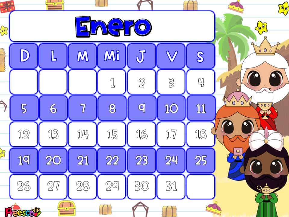 organizador mensual enero 2025