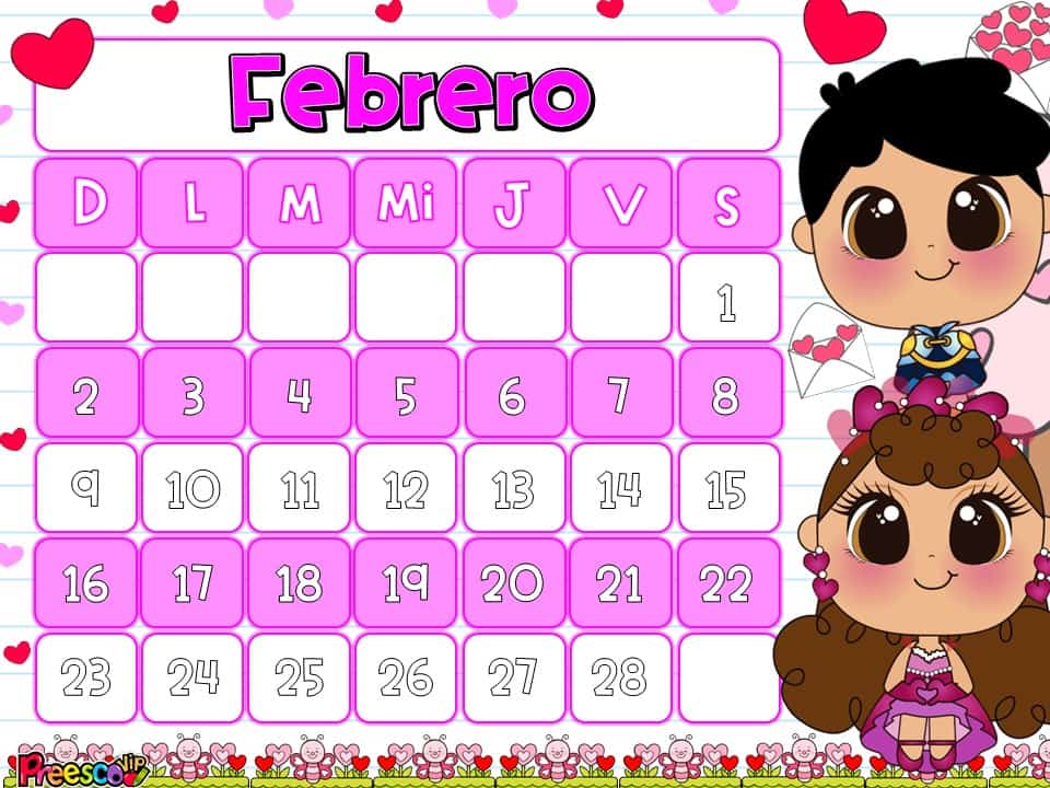 organizador mensual febrero 2025