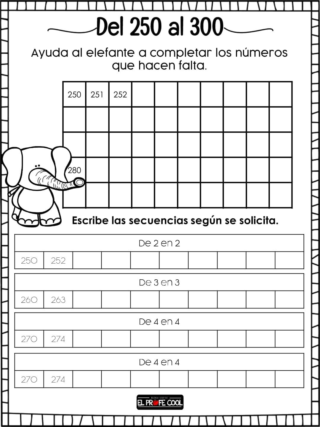 Actividades con los números de 100 en 100 hasta el 500 16 Familia de números del 100