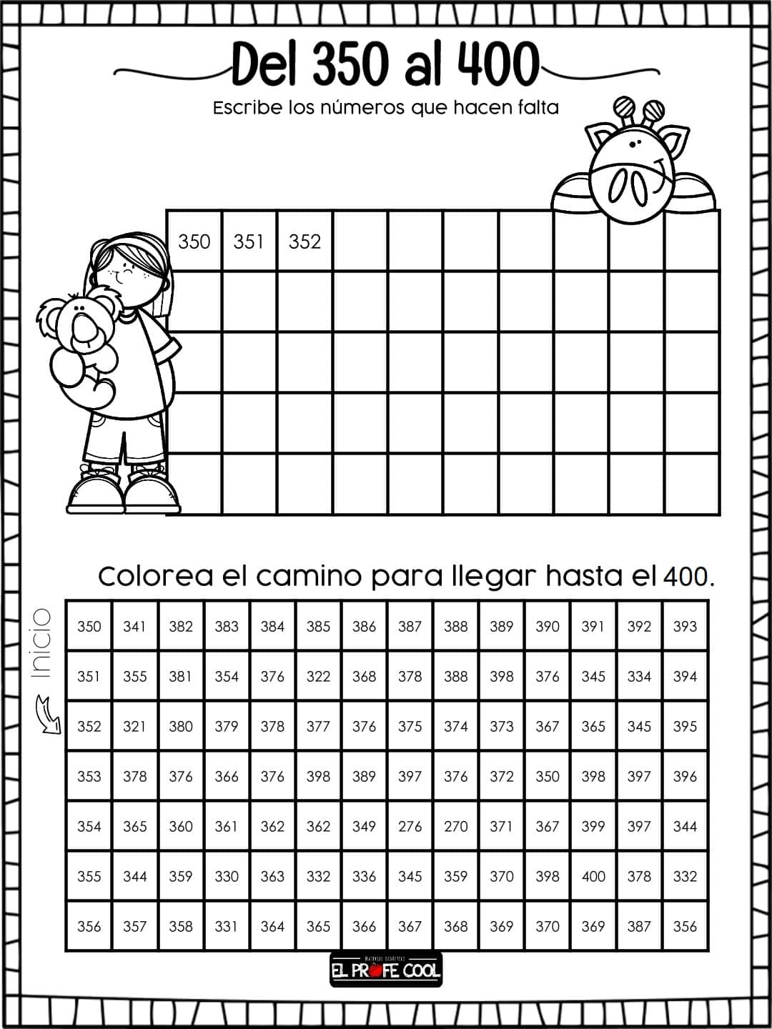 Actividades con los números de 100 en 100 hasta el 500 18 Familia de números del 100