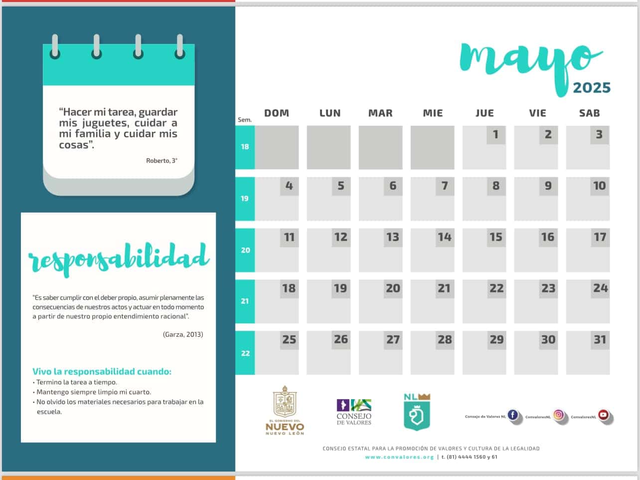 Calendario de Valores 2024-2025 30 valor del mes de mayo 2025